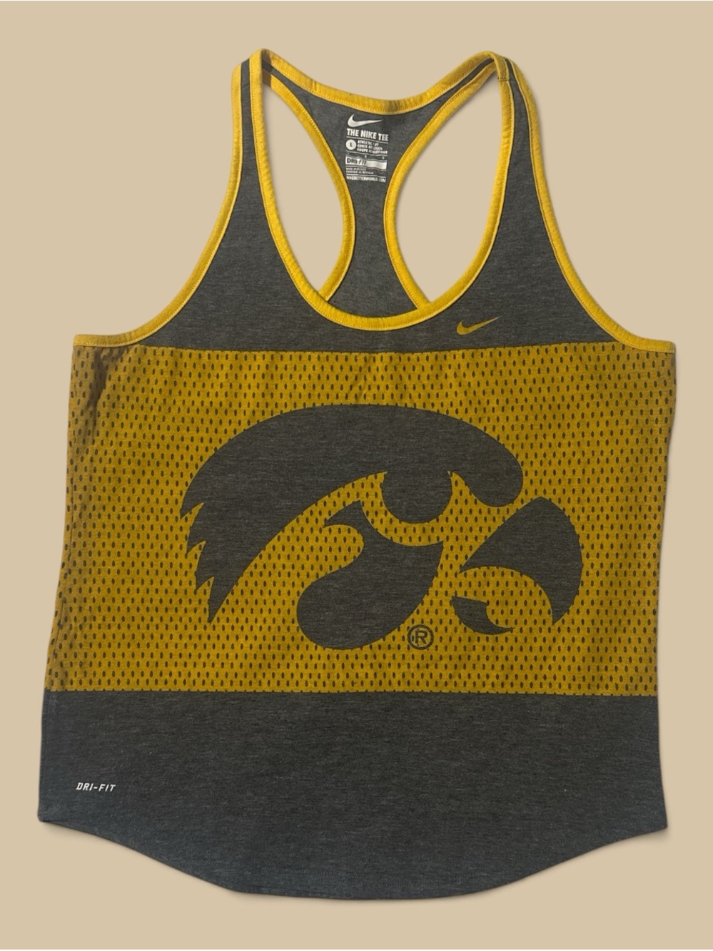Nike Iowa Hawkeyes Dri-FIT Racerback Tank Women L Black Gold Go Hawks